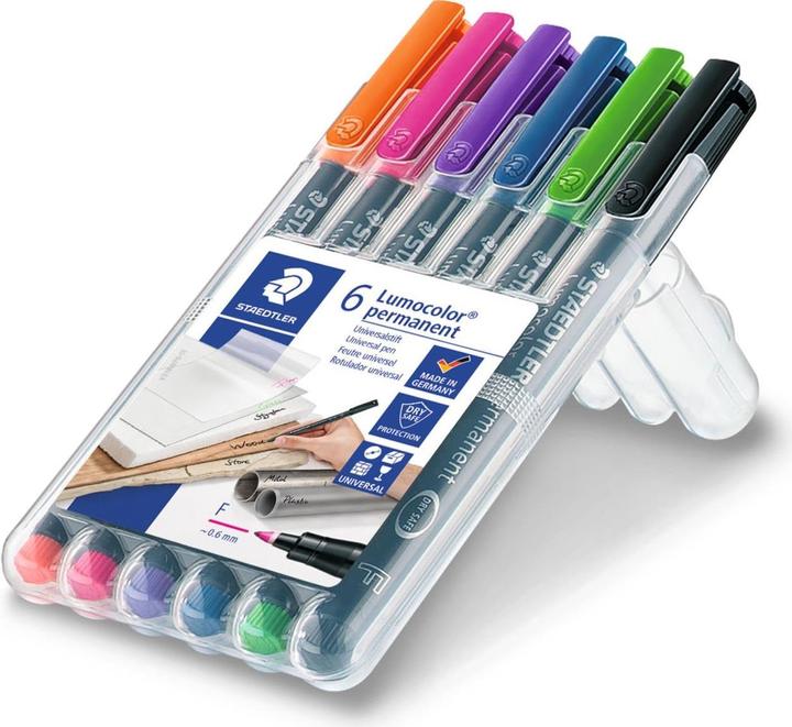 Actual product image Staedtler Lumocolor permanent pen 318 Permanent universal pens F (6 colours, 0.60 mm, 1 x)