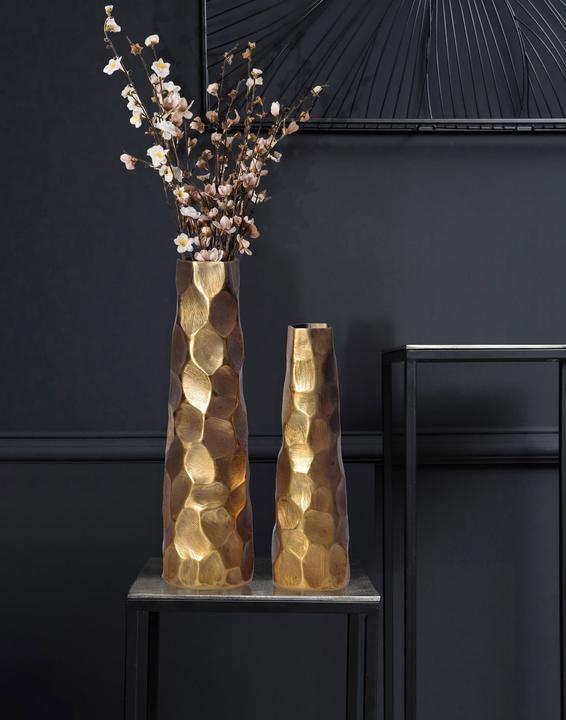 Produktbild FineBuy Vase 2er Set Blumenvase Aluminium Tischvase Hammerschlag Dekovase Modern (2 x)
