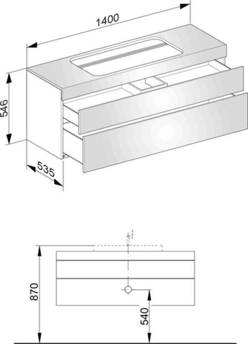 Produktbild Keuco Waschtischunterbau EDITION 400 1400x546x535mm o HL-Boh we h Glas ca kl (140 x 53.5 x 54.5 cm)