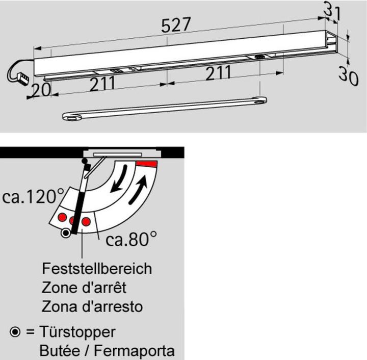 Image du produit Dormakaba Glissière G 96 EMF / K8 / K12 (Porte de chambre, Porte d'entrée, Porte en bois, Porte-fenêtre, Intérieur)