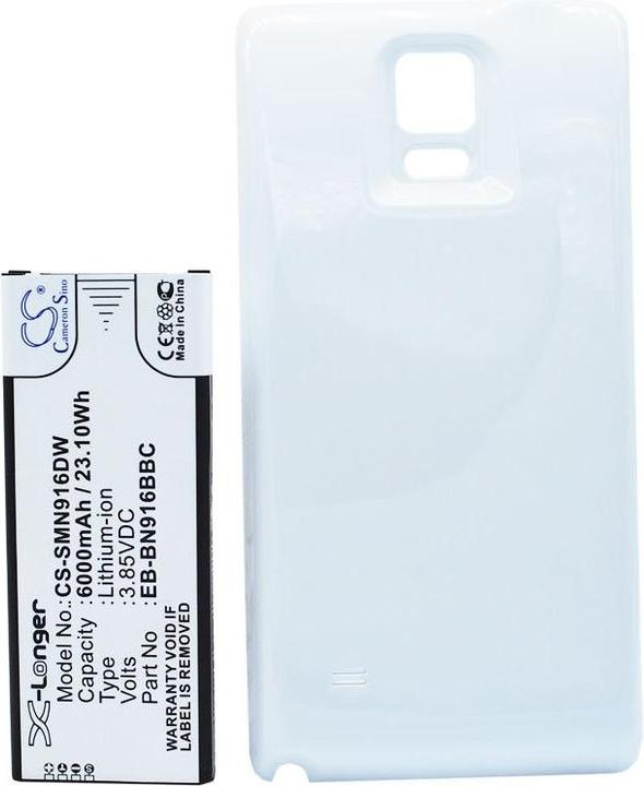 Produktbild CS Cameron Sino Akku mit Zusatzdeckel weiss Galaxy Note 4, EB-BN916BBC