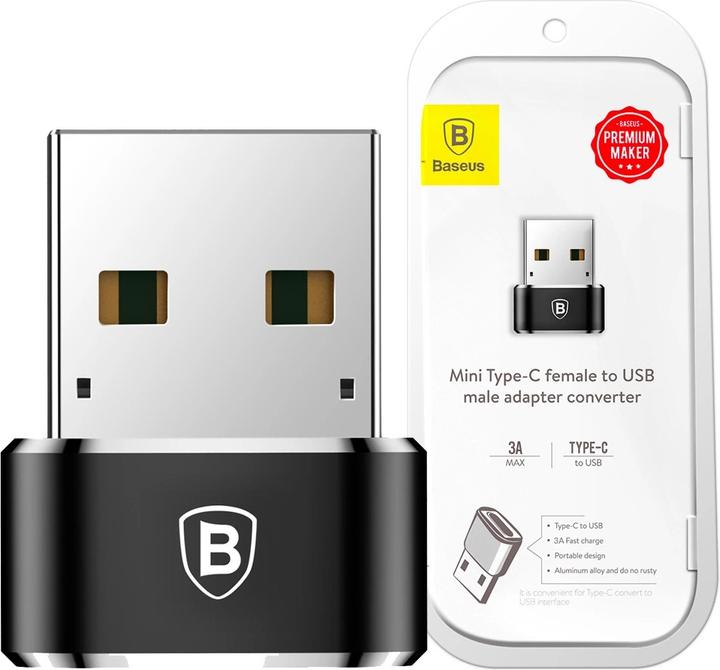Actual product image Baseus USB Male To Type-C Female Adapter Converter Black (USB-C, 1.70 cm)