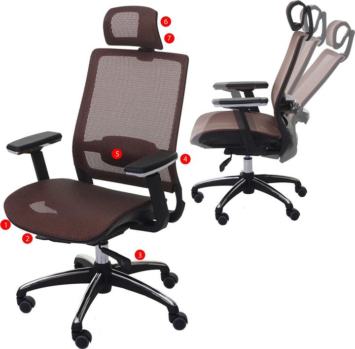 Produktbild Swisshandel24 Bürostuhl, Schreibtischstuhl, ergonomisch Kopfstütze Stoff/Textil ISO9001 - mandarin