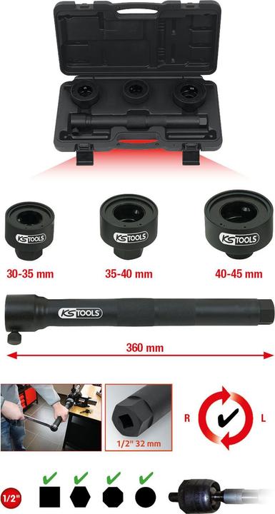 Image du produit KS Tools Jeu de clés spéciales pour articulations axiales, 4 pièces