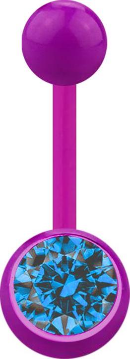 Produktbild Star Piercing Banane violett mit Kugel und Kugel Kristall hellblau (Acryl, ohne Messing)