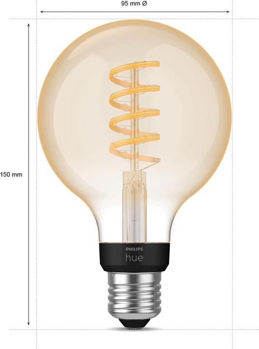Actual product image Philips Hue Philips Globe G93 Filament (E27, 7 W, 550 lm, 1 x, G)