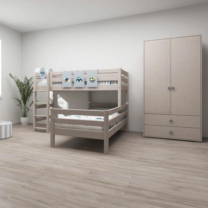 Image du produit Flexa Lit combiné mi-hauteur Classic avec échelle droite (90 x 200 cm)