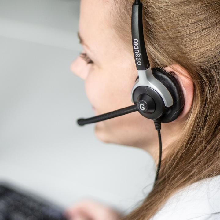 Actual product image Gequdio Headset 2-ear with 2.5mm jack compatible for Gigaset/Cisco-SPA/Panasonic (Cable)