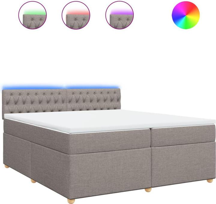 Produktbild VidaXL Boxspringbett Doppelbett Polsterbett Bett Matratze Taupe 200x200cm Stoff (200 x 200 cm, 200 x 200 cm)