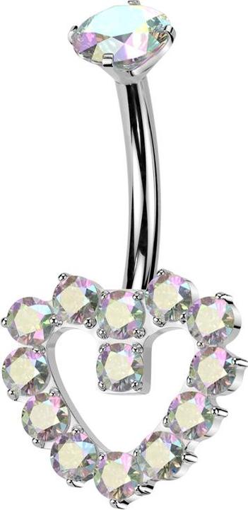 Actual product image Star Piercing Banane Innengewinde silber Kristall multicolor gefasst und Herz Kristalle multicolor (without brass, Titanium G23)