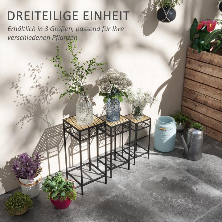 Image du produit Outsunny Set de supports pour fleurs avec plateau en osier
