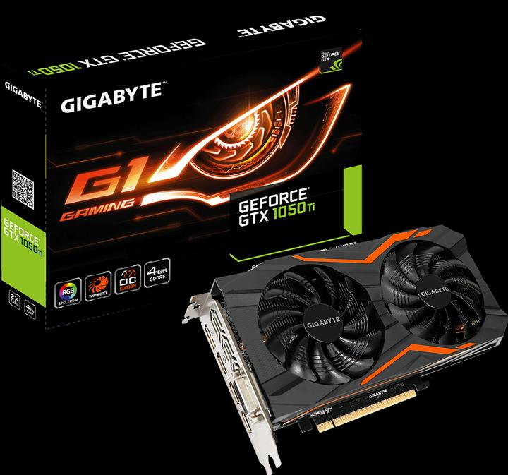 Actual product image Gigabyte GeForce GTX 1050 Ti G1 gaming (4 GB)