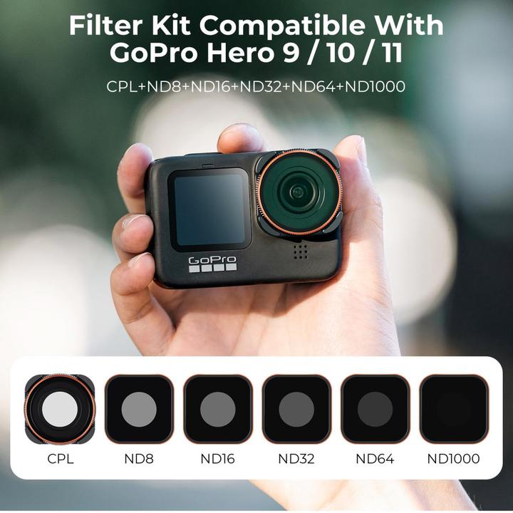 Actual product image K&F Concept Filters CPL+ND (8/16/32/64/1000) Kit for Hero 9 / Hero 10 (GoPro Hero 9, Hero 10)