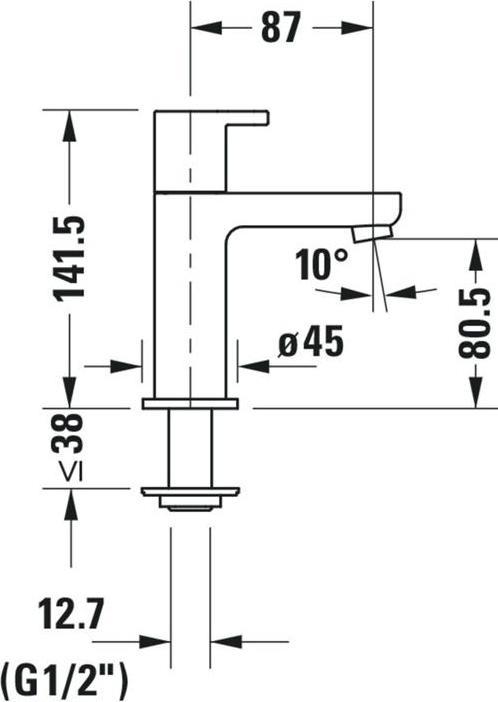 Actual product image Duravit Pillar tap B.2 without pop-up waste chrome