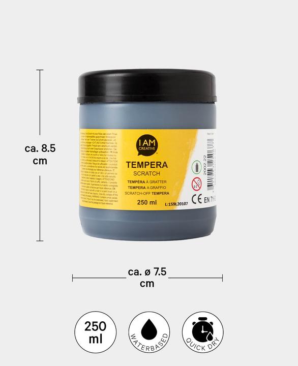 Produktbild I Am Creative Tempera, Temperafarbe auf Wasserbasis, 250 ml (Schwarz Scratch, 250 ml)