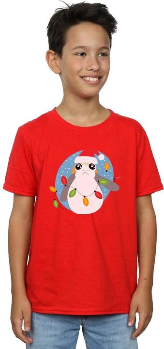 Actual product image Star Wars Boys The Last Jedi Porg Christmas Lights T-Shirt (152, 158)