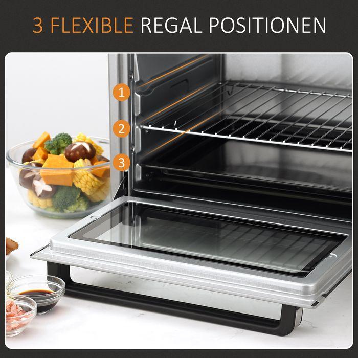 Immagine prodotto Swisshandel24 Mini forno 32L 1600W Mini forno elettrico con leccarda Metallo Acciaio inox Vetro Argento