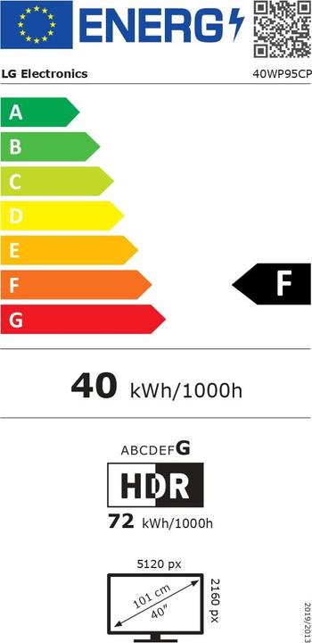 Energielabel LG UltraWide 40WP95CP-W (5120 x 2160 pixels, 39.70")