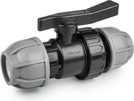 Image du produit Bradas PE-Fitting Vanne à bille 2 voies 32 mm x 32 mm Klemm Ventil PN 10 Bar | Vanne à bille vanne d'arrêt