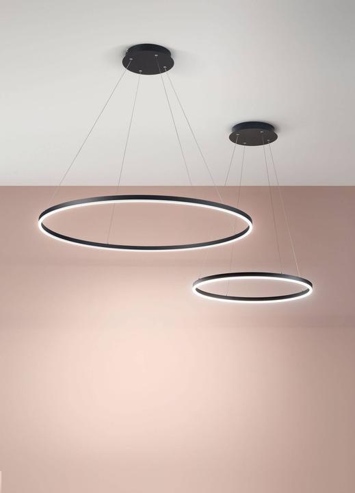 Actual product image Fabas Luce LED pendant light Giotto Ø1000mm 60W warm white black dimmable (1000 lm)