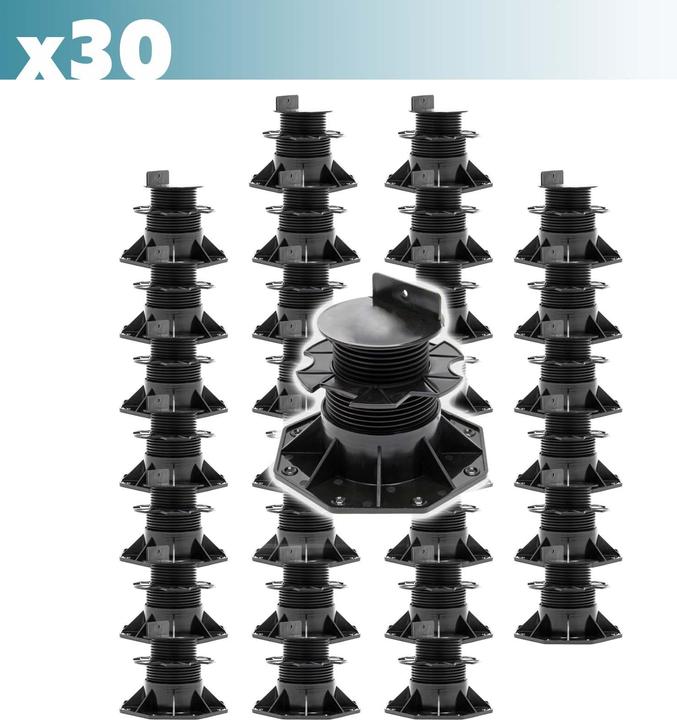 Immagine prodotto XPOtool Set di 30 piedini di supporto angolari con portata di 2700 kg Regolabili in altezza 60-128 mm (30 x)