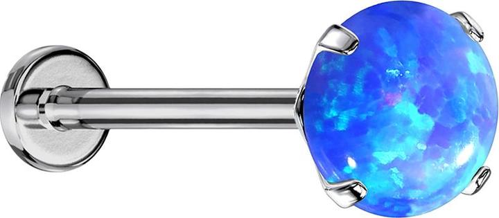 Produktbild Star Piercing Micro Threadless Labret silber Opal blau gefasst (ohne Messing, Titan G23)