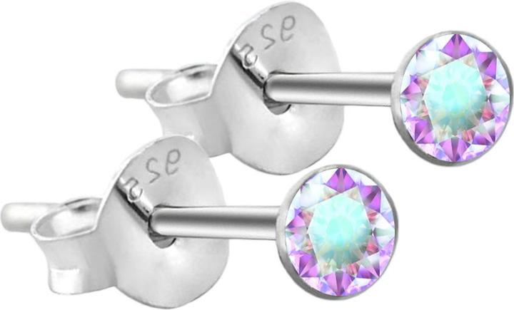 Produktbild Star Piercing Ohrstecker rund aus 925 Sterlingsliber mit Kristall multicolor (ohne Messing, 925 Sterlingsilber)