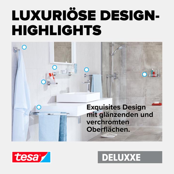 Produktbild tesa DELUXXE Toilettenrollenhalter mit Ablage inkl. Klebelösung ohne Bohren