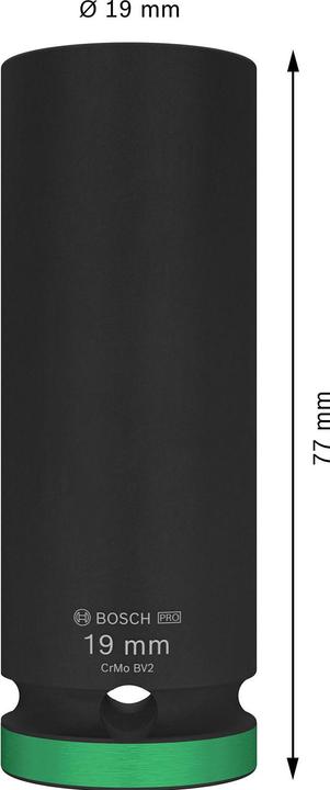 Produktbild Bosch Professional Zubehör PRO Impact Steckschlüsseleinsatz, 1/2", 19 mm, tief (19 mm)