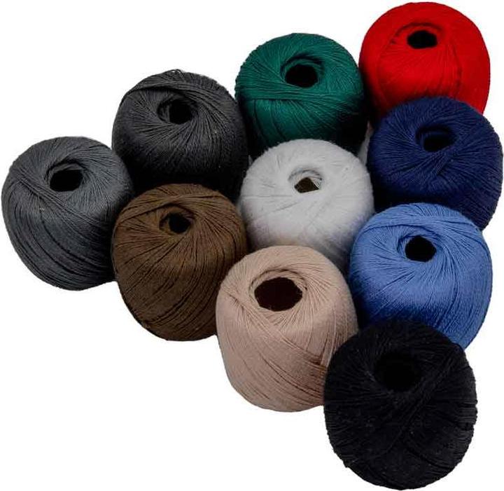 Actual product image ZKH Clear pack with cotton darning yarn, 10 balls of 20 m each, assorted colours