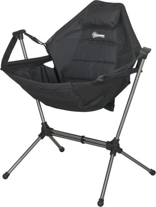 Produktbild Swisshandel24 Camping-Schaukelstuhl, faltbar, verstellbare Rückenlehne, Aluminiumrahmen, 54x100x101cm, Schwarz