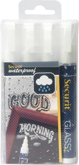 Produktbild Securit Kreidemarker WATERPROOF MEDIUM, 4er Etui, weiá (Mehrfarbig, 6 mm, 4 x)