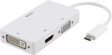 Deltaco USBC-HDMI15 video cable adapter USB Type-C DVI-D + VGA (D-Sub) + HDMI White (USB Typ-C, DVI, HDMI, VGA)