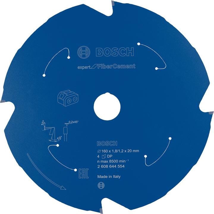 Bosch Professional Zubehör Akku-Kreissägeblatt Expert for Fibre Cement, 160 x 1,8/1,2 x 20, 4 Zähne