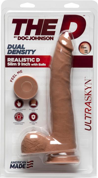 Actual product image Doc Johnson Realistic D - 9 Inch Slim W/Balls - Ultraskyn