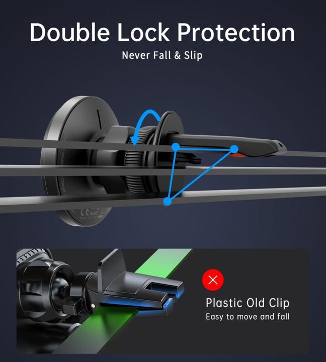 Immagine prodotto Choetech Supporto da auto magnetico T204-F con ricarica wireless da 15W - nero