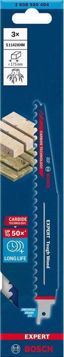 Actual product image Bosch Professional Zubehör EXPERT 'Tough Wood' S 1142 KHM reciprocating saw blade, 3 pieces
