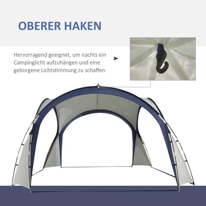 Actual product image Swisshandel24 Marquee party tent sun protection weatherproof fibreglass pole + polyester cream white + blue 3.5 x (350 cm, 350 cm)