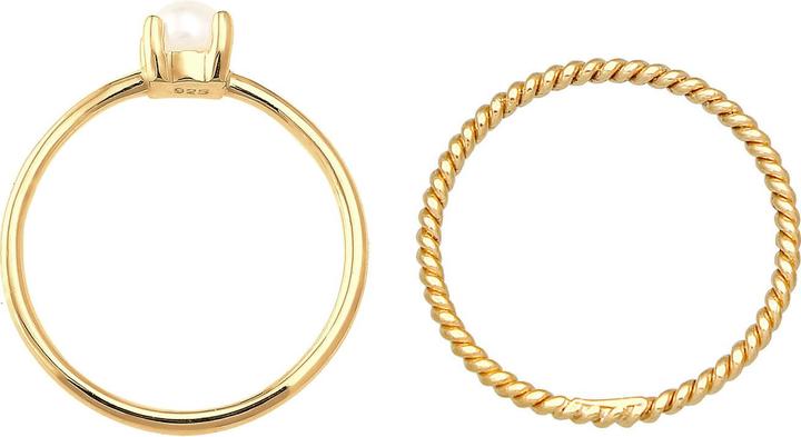 Image du produit Elli PREMIUM Bague Set Perle Twisted 925 Argent (56, Argent 925)