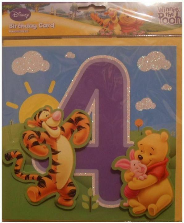 Actual product image Winnie the Pooh 4th Birthday Card (1 pcs.)