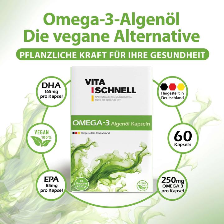 Produktbild Vitaschnell Omega 3 Algenöl Kapseln (60 Stück, Kapseln, 53 g)