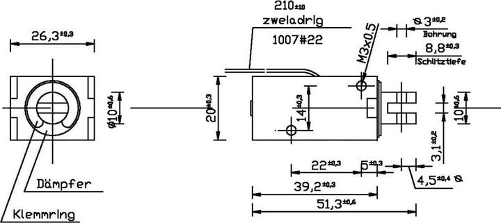 Produktbild Tremba HMF-2620-39z.002-12VDC,100% Hubmagnet ziehend 0.8 N 10 N 12 V/DC 3.8 W