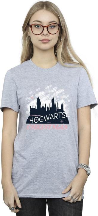 Actual product image Womens/Ladies Hogwarts Christmas Cotton Boyfriend T-Shirt (S)