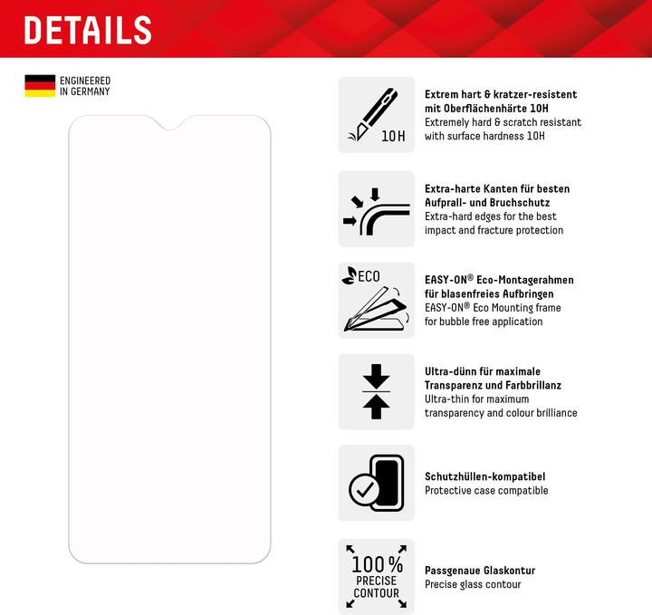 Actual product image Displex Real Glass, 2D Panzerglas (1 Piece, Xiaomi Redmi 12C)