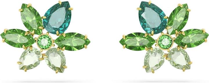 Produktbild Swarovski Gema Ohrstecker Verschiedene Schliffe Blume Grün Gold (Swarovski Metall)