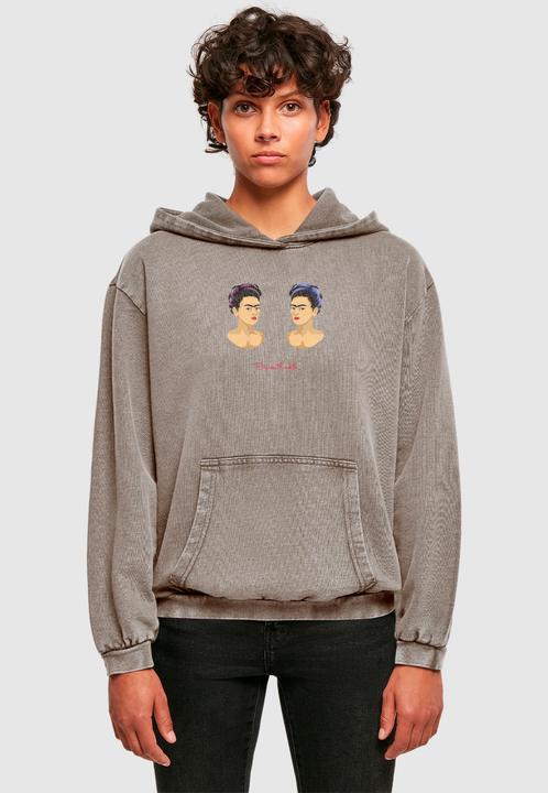 Actual product image Merchcode Ladies Frida Kahlo - The Two Fridas Acid Washed Oversize Hoody - 178039 (L)