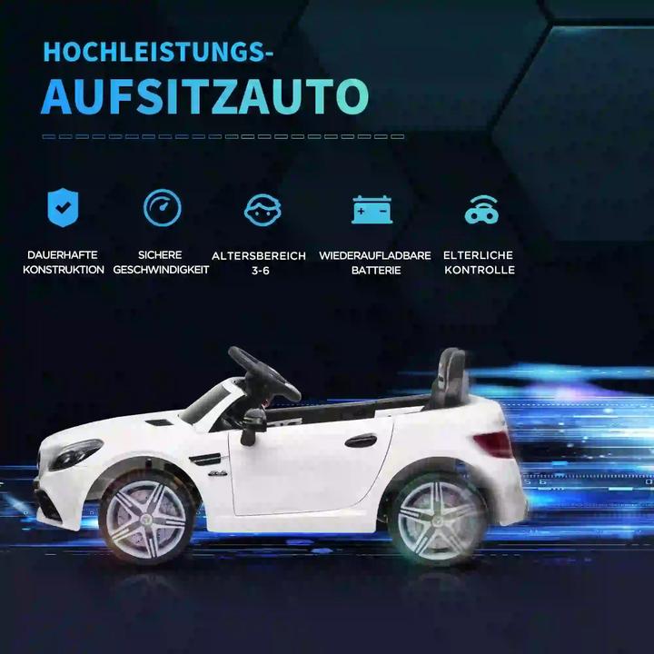 Produktbild Swisshandel24 Elektroauto Kinderfahrzeug, Fernbedienung, Sicherheitsgurt, Musik, ab 3 Jahren, Weiss (12 V)