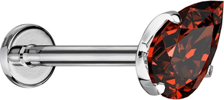 Actual product image Star Piercing Micro Threadless Labret silber mit Kristalltropfen rot gefasst (without brass, Titanium G23)