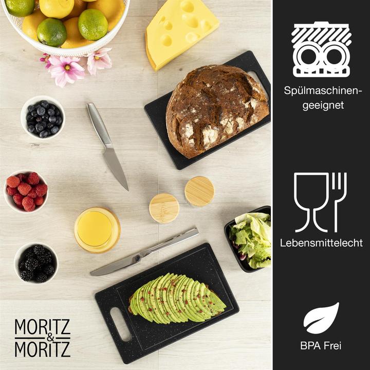 Immagine prodotto Moritz & Moritz 2X Taglieri in plastica con scanalatura per il succo in look granito - 25 x 15 cm