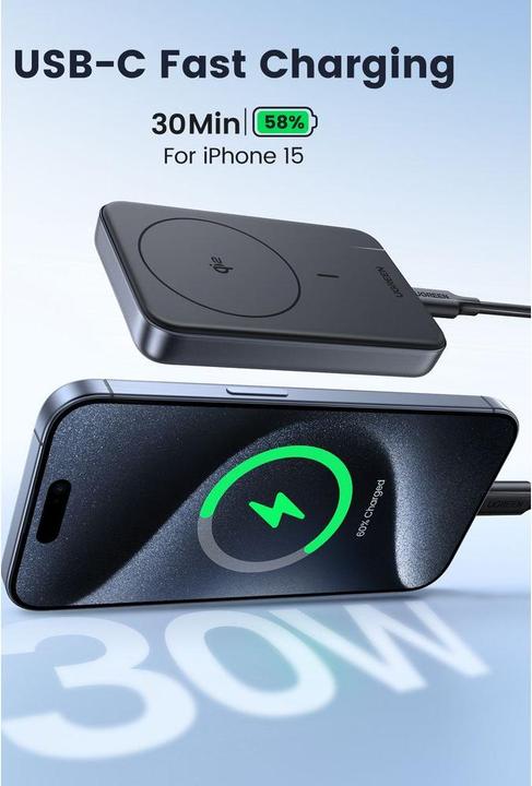 Image du produit Ugreen Magnetic Wireless Power Bank (10000 mAh, 30 W, 37 Wh)